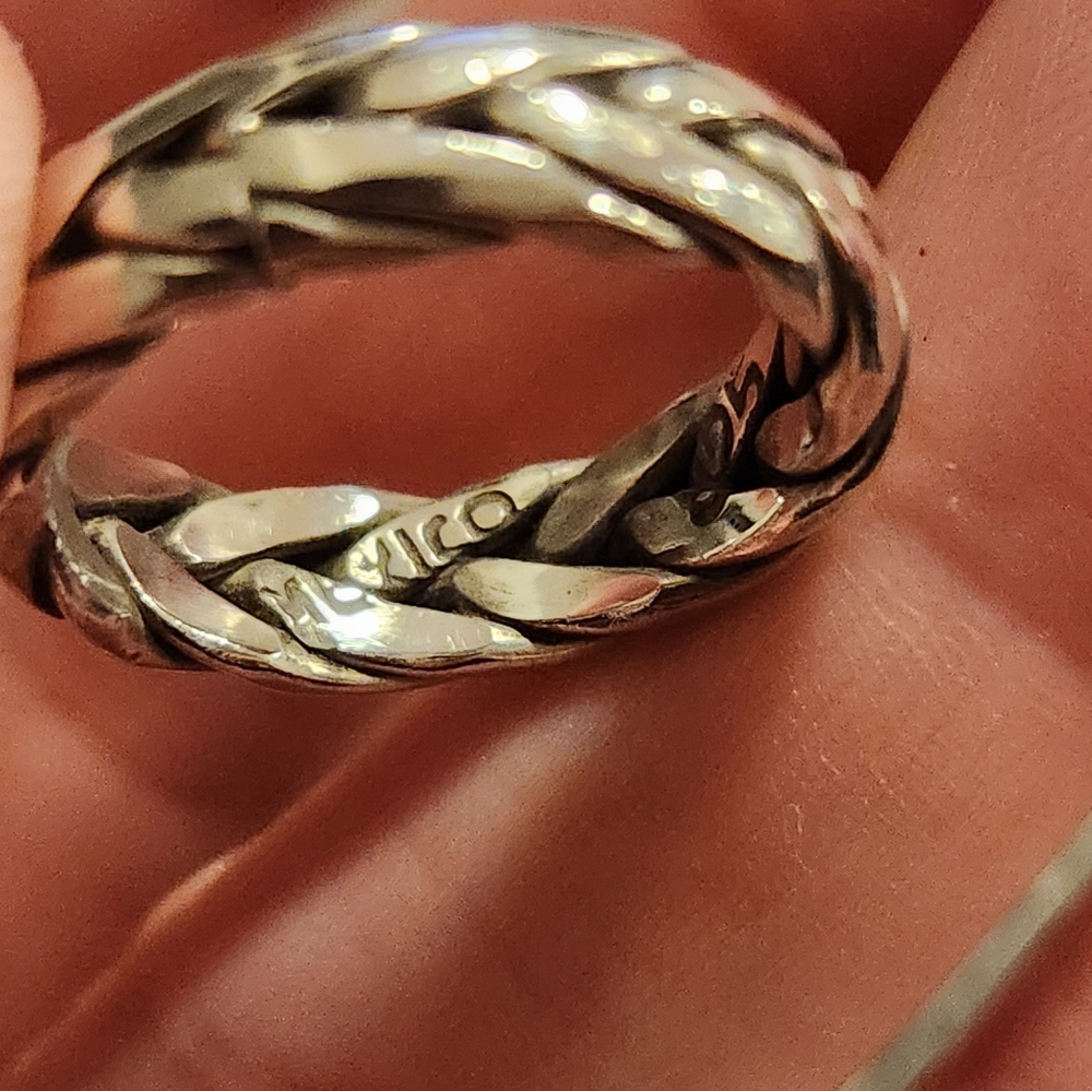 Braided Solid 925 Sterling Silver Ring Size 5 Mex… - image 4